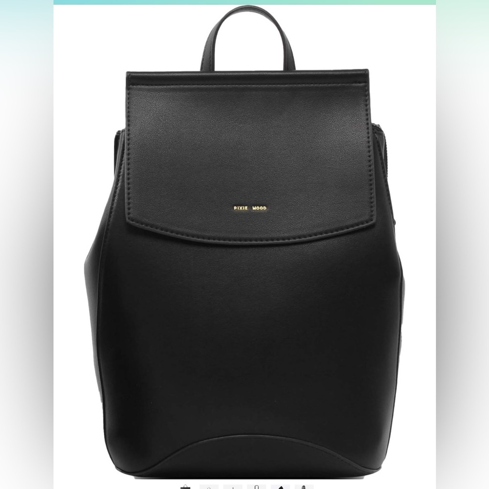 Pixie Mood Black Soft vegan Leather multi purpose backpack .